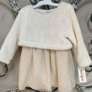 Cream Holiday Party Dress | Faux Fur